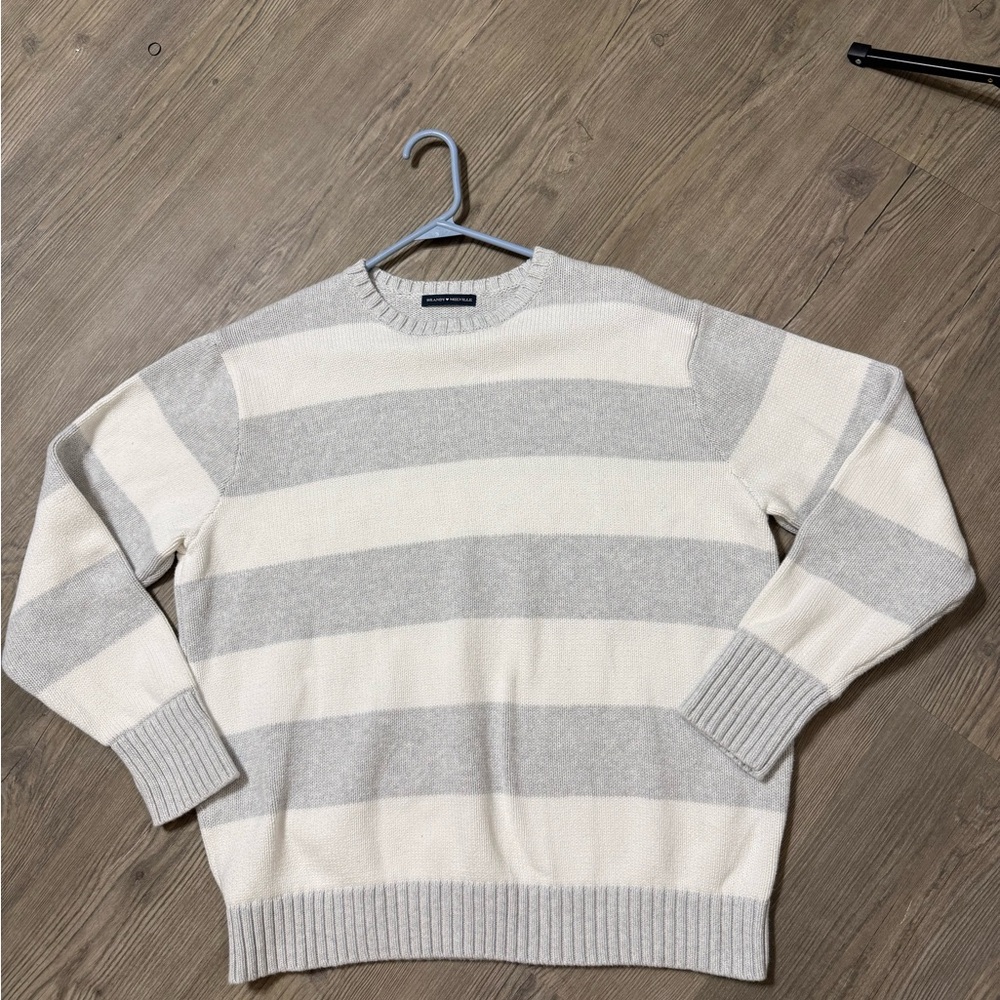 Brandy Melville Striped Gray and White Sweater 100% Cotton - Picture 5 of 6